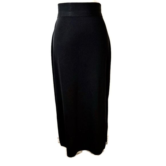 Exclusively MISOOK Mylana Black Stretch Knit Maxi Pencil Skirt Side Slit Size M - Picture 2 of 8